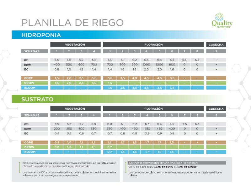 planilla de riego